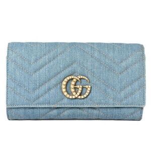 Gucci Wallet Gucci Long Continental Wallet GG Marmont GG Marmont Denim Chevron